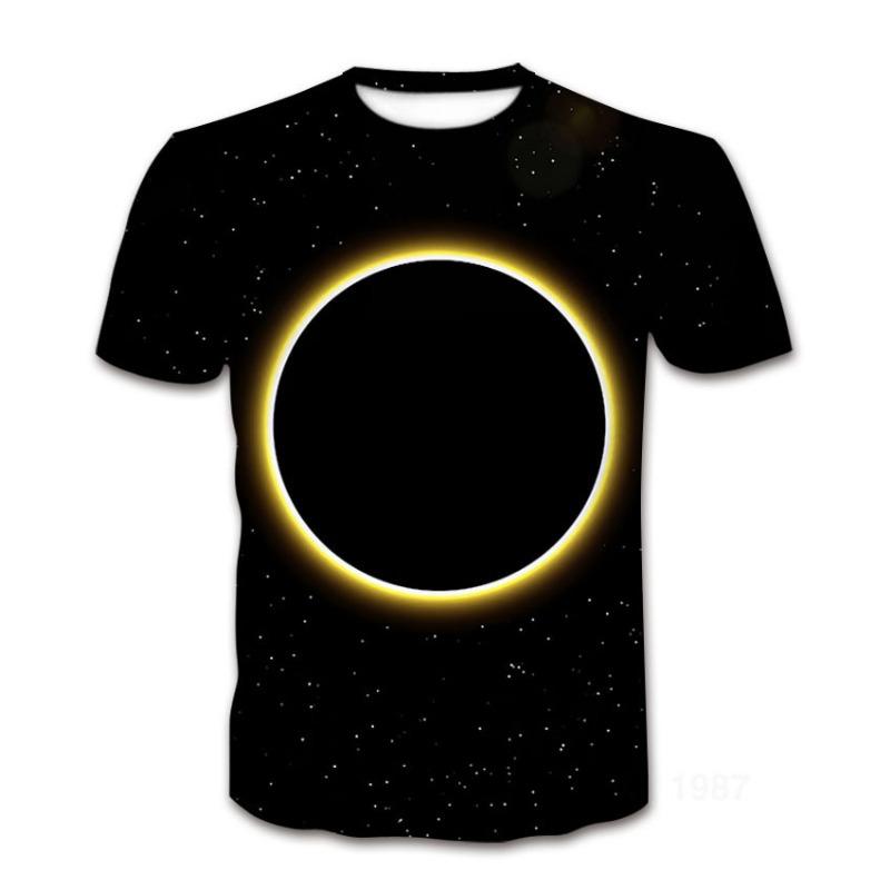 Summer Short Sleeved T-shirt Flower Pattern Trendy 3D Round Neck Top for Men Women Shirt