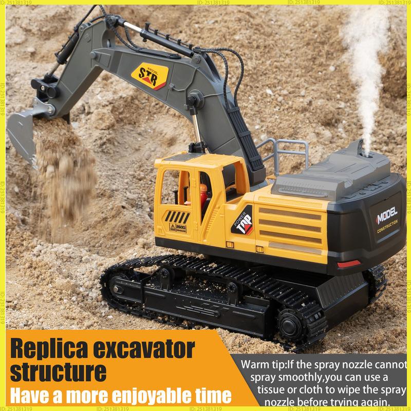 Remote 2.4G Control Engineering Vehicle Toys For Boys 4Wd Alloy Excavator Bulldozer Construction Rc Car Toy Kids Birthday Gift