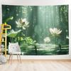 1 Piece 3D Lotus Tapestry - Polyester Fabric, Machine Washable, Suitable for Living Room, Bedroom, Office Decoration