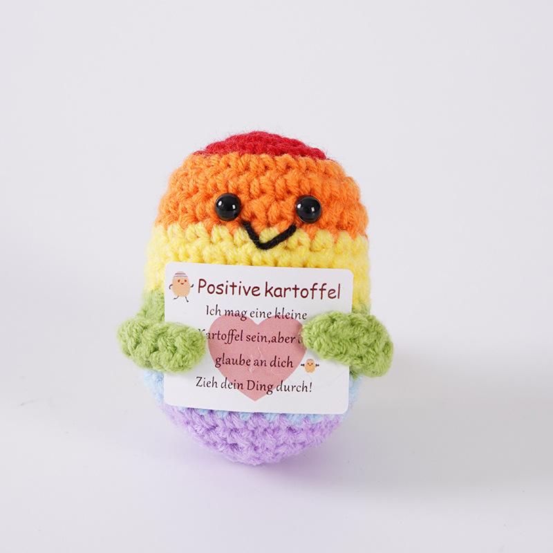 New Handmade Knitted Positive Energy Glasses Potatoes With Card Home Room Decoration Funny Woo lCrochet Potato Ornament Gifts