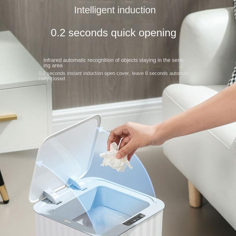 18Lnew Luminous Intelligent Automatic Induction Trash Can Kitchen Living Room Toilet Spray Disinfection Folding Storage Box Home
