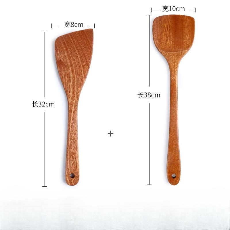 Wooden Spatula Wooden Spoon Frying Spatula Solid Wood High Temperature Resistant Soup Spoon No Paint No Wax Natural Material