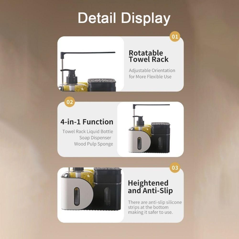 with Sponge Holder 4-in-1 Soap Dispenser Refillable Dual Soap Dispenser  Kitchen