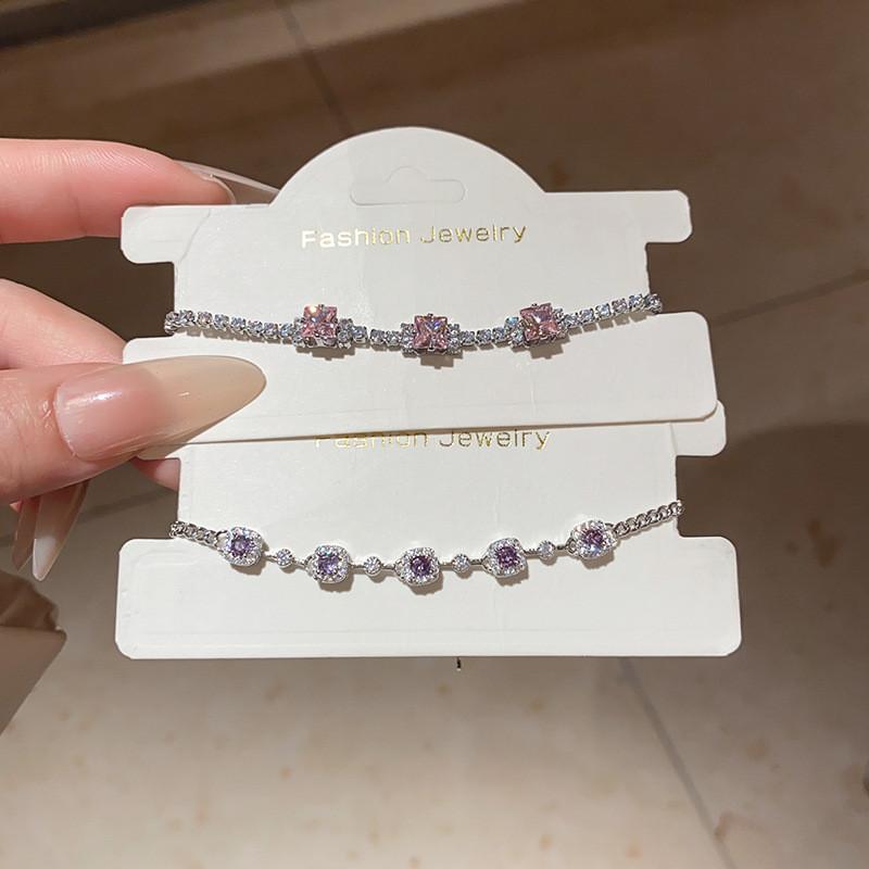 Copper Zircon Stone Charm Bracelet For Women In Light Luxury Fashion Style