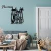 Artistic Iron Wall Decor Metal Cartoon Cat Art for Living Room Bedroom, Creative Black Silhouette Sculpture, Minimalist Animal Hanging Ornament