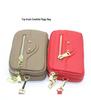 Women's Genuine Leather Long Wallet with Double Zipper and Phone Holder