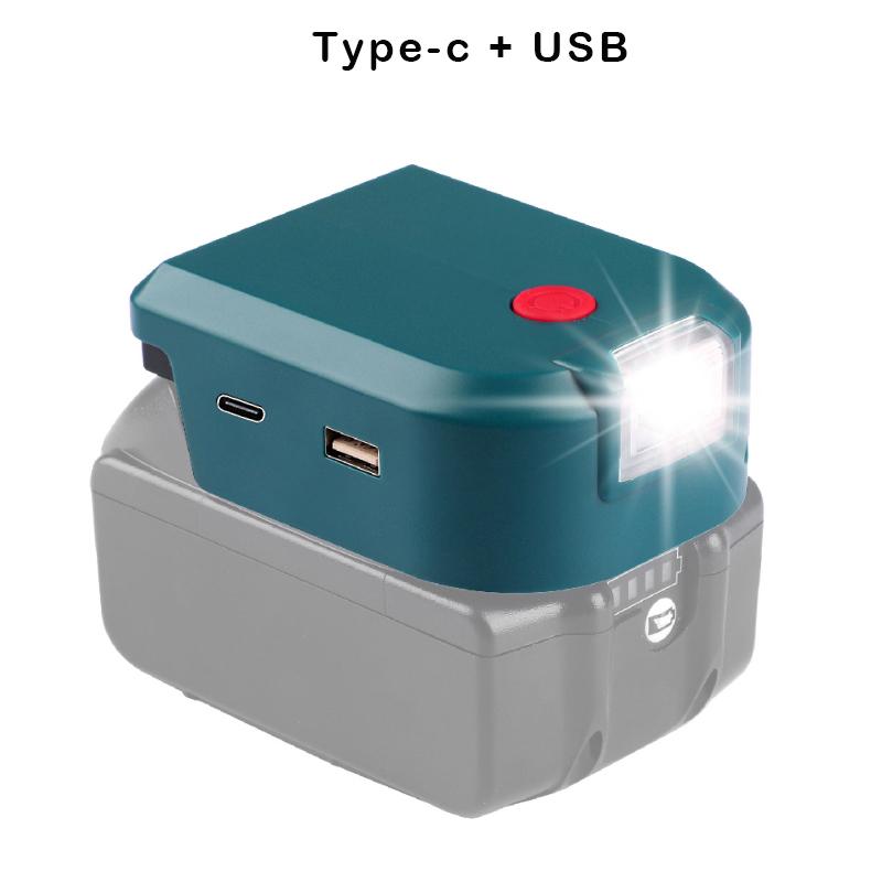 For Makita 14.4V/18V Lion Battery Dual USB converter Port with LED Light Spotlight Outdoor Flashlight for Makita Batteries