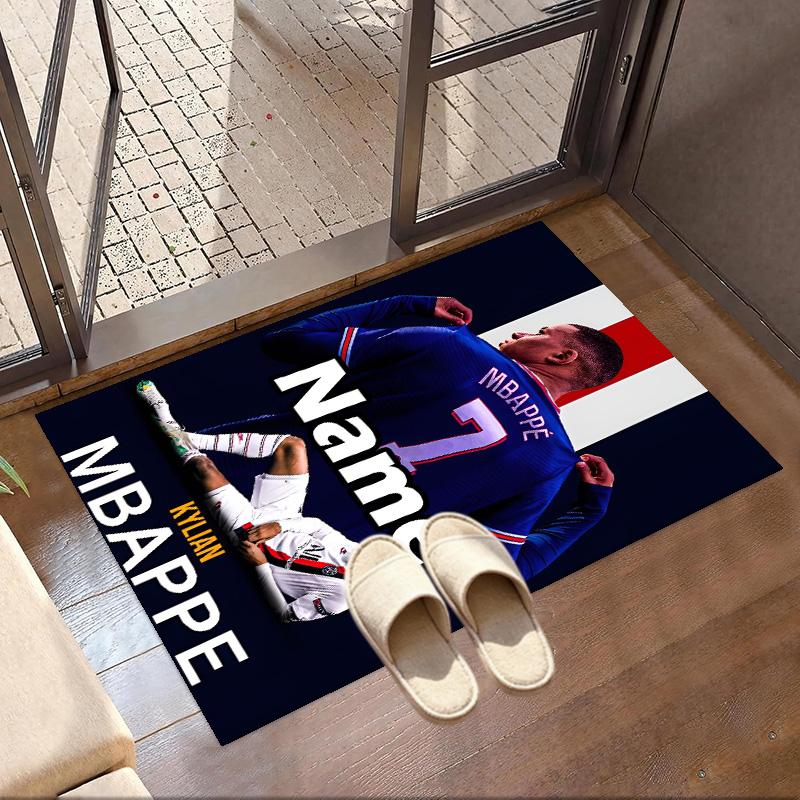 Custom Name Personalized Kylian Mbappe Print Carpet, Versatile Home Decor Rug, for Playroom, Apartment, Balcony, Entryway, Hallway Gift