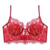 French Eyelash Lace U-Shaped Backless Bra - Anti-Sagging, Cotton Lingerie for Large Breasts