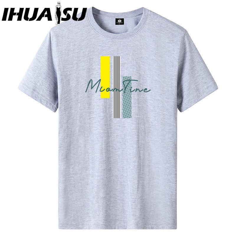 IHUASU Kurzarm-T-Shirt aus Baumwolle für Herren, modisch, lockeres Halbarmhemd, bedrucktes mitfühlendes Hemd