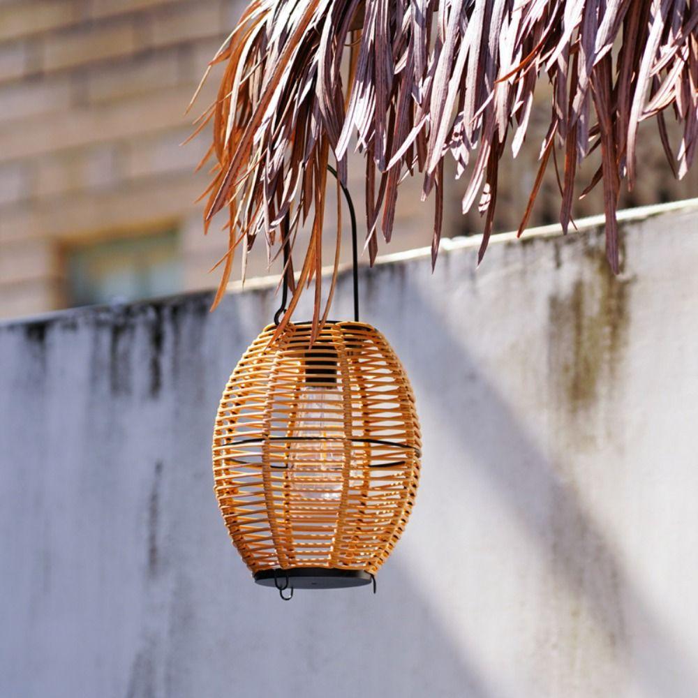 with Handle Yard Lantern Landscape Weave Wind Lamp Portable Solar  Imitation  Lantern  Home Decor