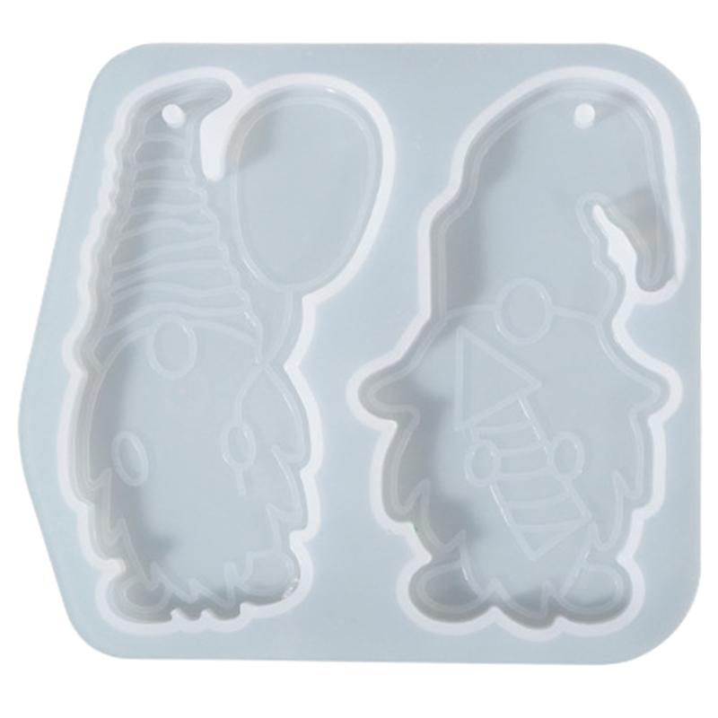 Christmas Santa Silicone Mould Keychain Xmas Tree Hanging Pendant Mold with Hole Luggage Tag Charm Jewelry Making Craft