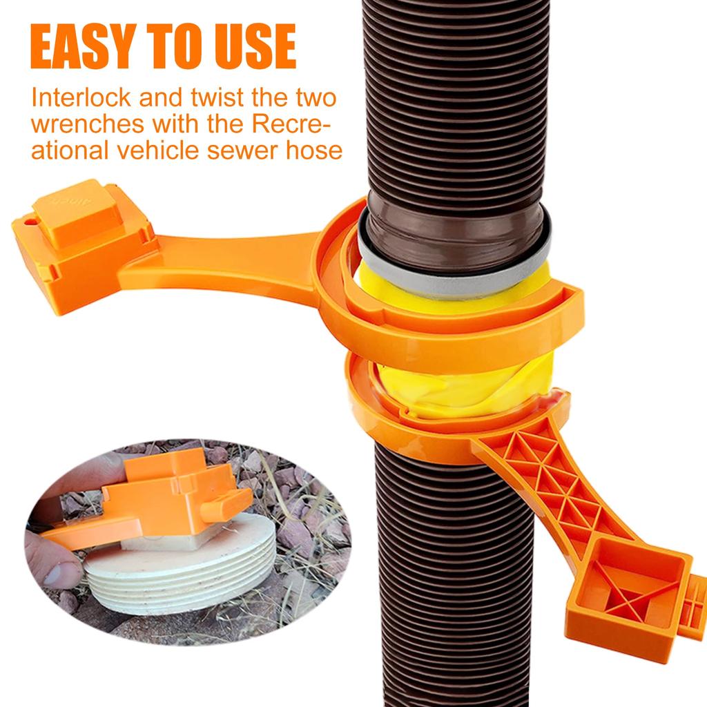 2Pcs 3/4inch RV Sewer Fitting Wrench Set Plastic RV Sewer Hose Connection Wrench Multi-purpose Sewer Covers