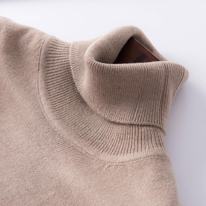 Women's Autumn Winter Korean Style High Neck Knit Sweater Long Sleeve Solid Color Loose Base Layer Pullover