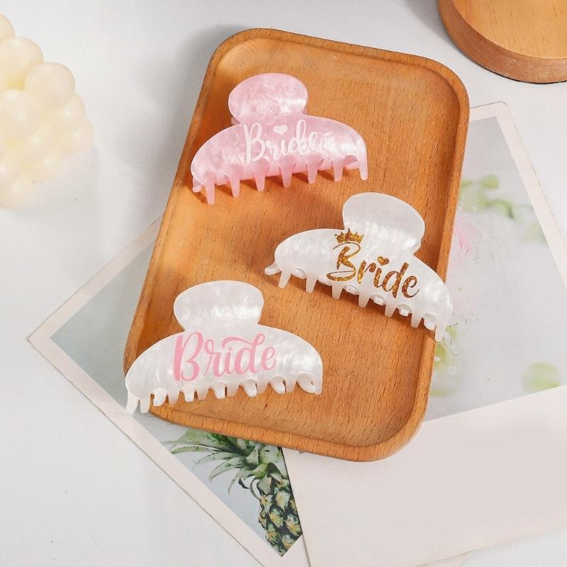 Bridal Hair Claw Clip with Bride Lettering Design Wedding Ceremony Hair Accessories Nonslip Hair Claw Strong Hair Holder