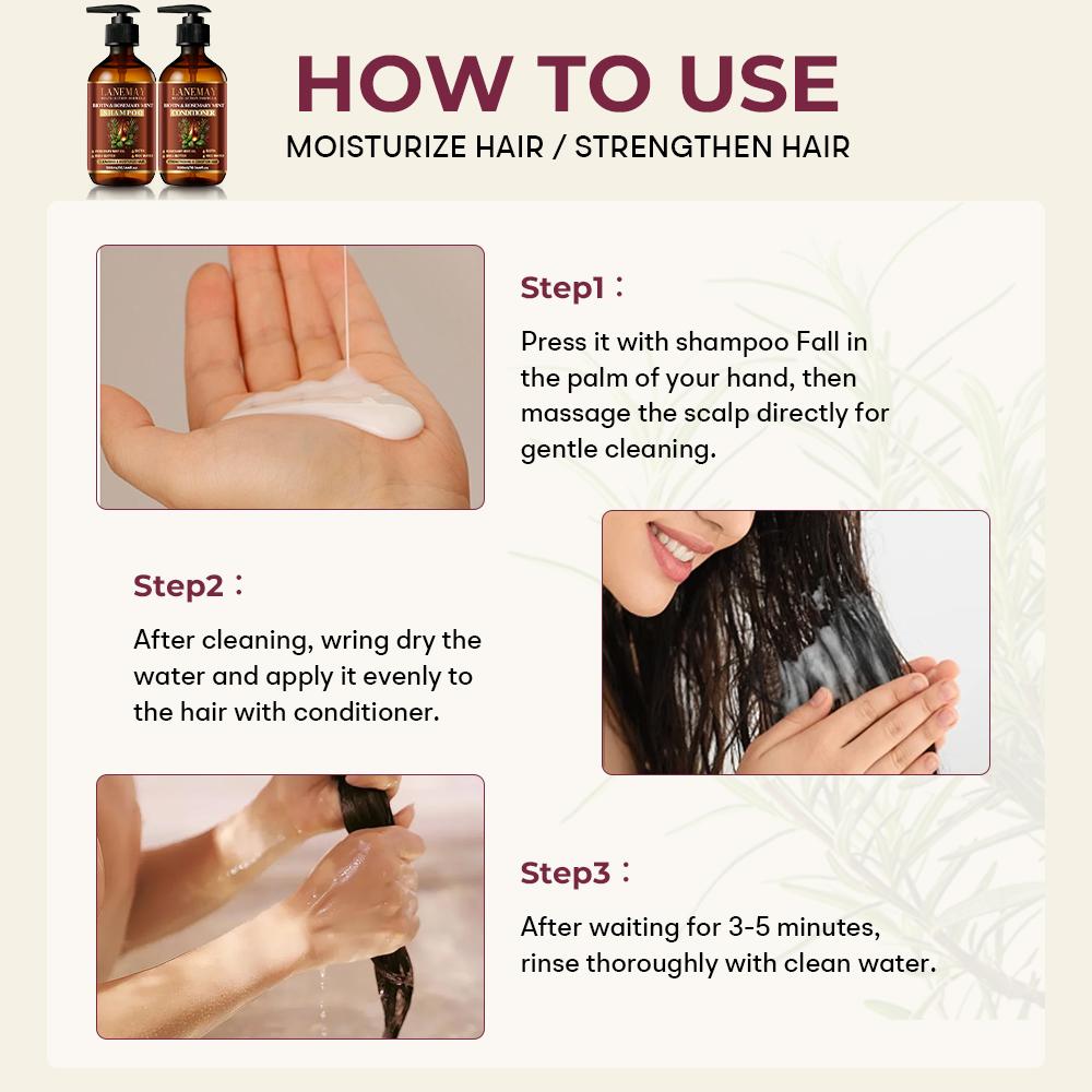 Biotin & Rosemary Mint Shampoo/Conditioner-Gently Cleanses, Nourishes And Purifies Hair & Scalp-Reduce Hair Breakage-300ml+300ml