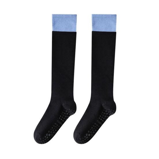 Women Non-Slip Yoga Socks Pilates Socks with Grips Knee High Socks Workout Color-Blocked Over The Calf Socks for Ballet Dance Street Wear