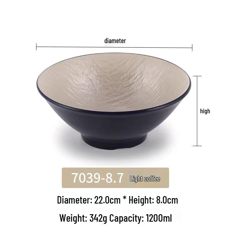 Melamine Japanese Conical Hat Bowl - Large Plastic Soup, Rice, and Noodle Bowl