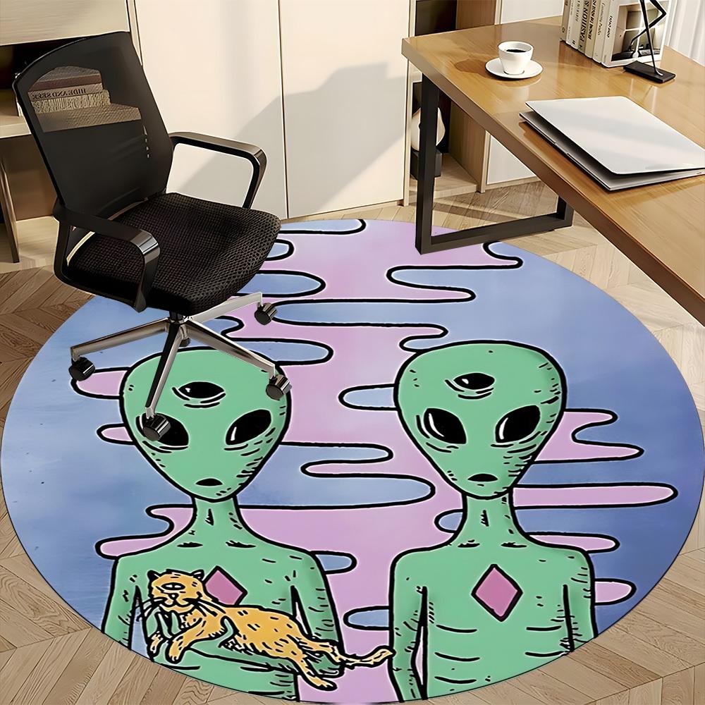 1PC Alien Pattern Chair Carpet for Office, Indoor Non-Slip Washable Carpet, Soft Comfortable Mat For Office Room yy250930198