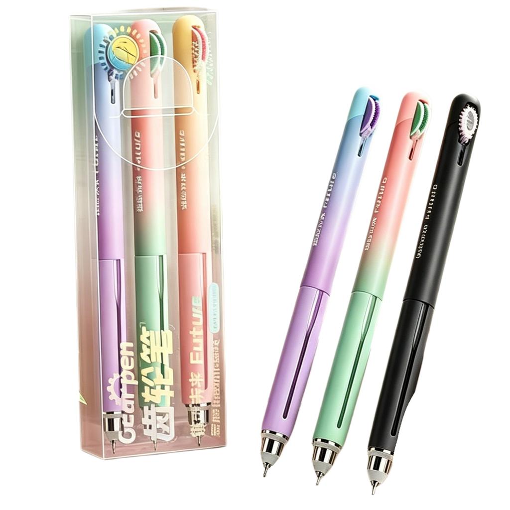 Tandwiel Pen Fidget Gelpennen, 0,5 Mm Zwarte Inkt Intrekbare Balpennen, Lage Zwaartekracht Soepel Schrijven