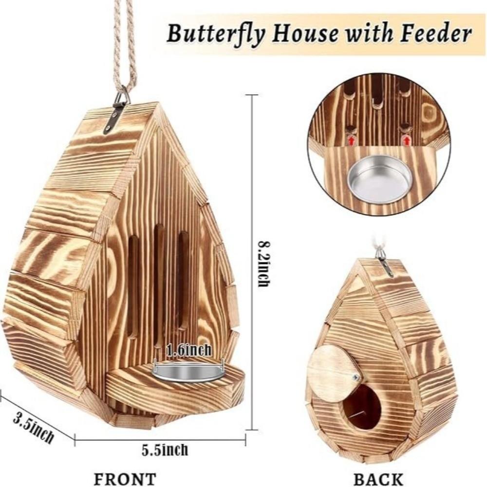 Teardrop Shaped Hanging Butterfly Feeder Rustic Insect Feeder House  Outdoor Garden Use