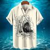 Camicia Hawaiana Uomo Estate Casual Stampa Squalo Animale 3D Moda Manica Corta Mondo Marino Larga Blusa Street Abbigliamento