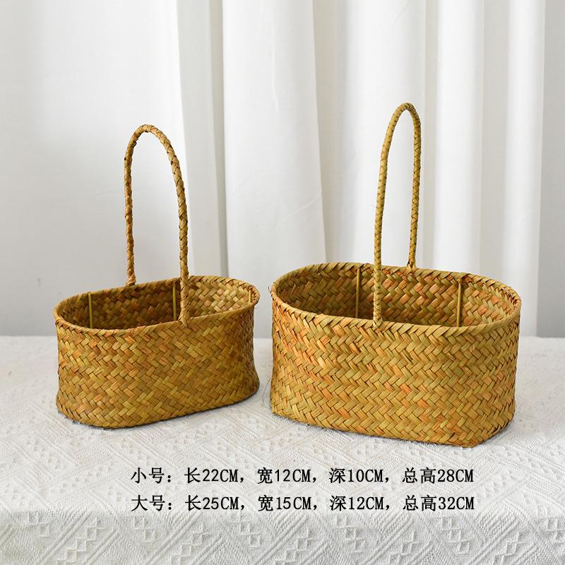 Flower basket rattan hand-held basket straw bamboo weaving hand-inserted flower basket simulation small flower basket plant basket