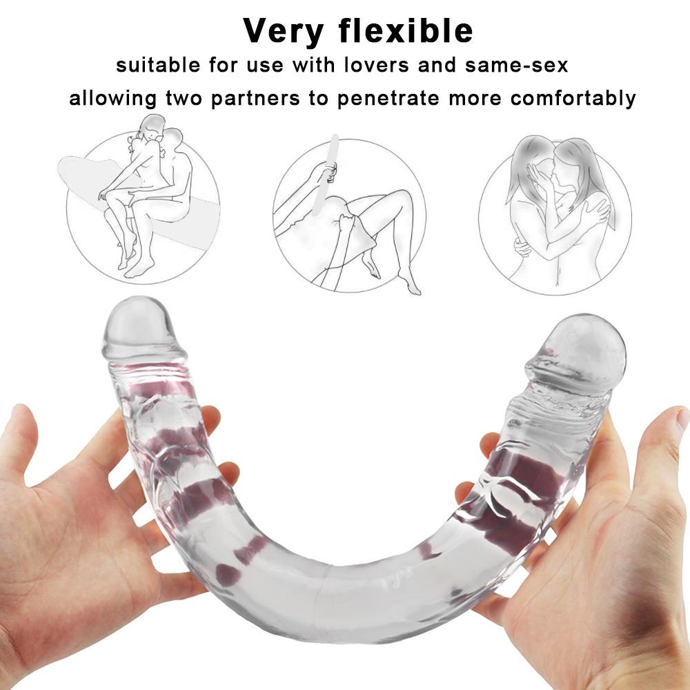 Weiche Dildo Doppel Realistische Lesben Vaginal Anal Butt Plug Gefälschte Penis Sex Spielzeug für Frauen Paare Homosexuell Erwachsene Produkte Shop