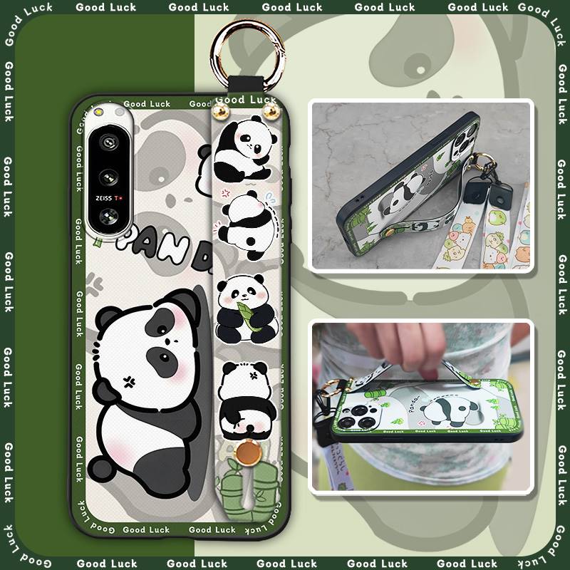 Panda Phone Holder Phone Case For Sony Xperia5 IV Durable Anti-knock Wristband Wrist Strap Waterproof Cute Soft case