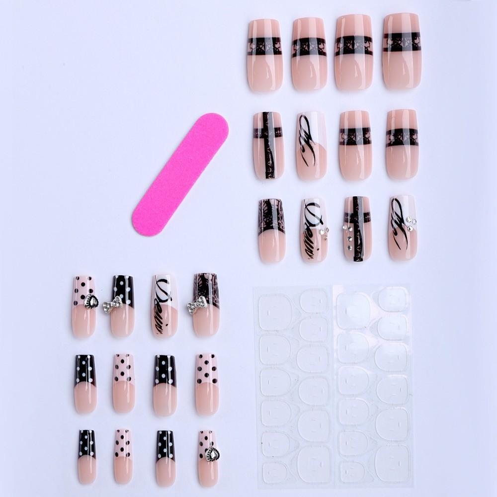 24 Stuks Mini Bloemen Press-on Nagels Roze Nepnagel Tips Nieuwe Kunstnagels Vrouwen