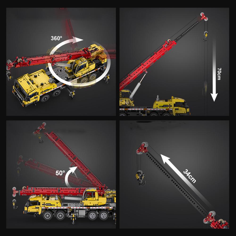 C61081 Building Blocks Assembled Mobile Crane Toys Rechargeable Remote Control Hoist Vehicle Model Gifts For Children Boy