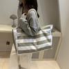 Trendy Korean Style Canvas Tote Bag In Black Grey Or Green For Shopping