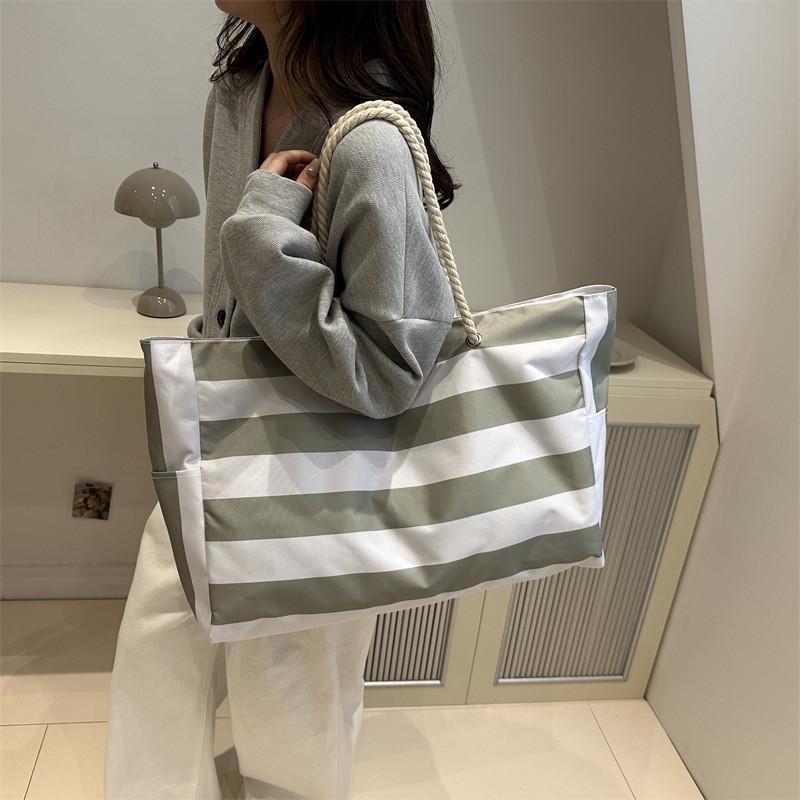 Trendy Korean Style Canvas Tote Bag In Black Grey Or Green For Shopping
