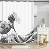 Japanese Style Sea Waves Shower Curtain Bathroom Curtain with Hooks Waterproof Fabric Bath Curtain for Home Bathroom Decor