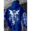 Felpa con cappuccio da uomo Elemento Angelo Stampa Spina Graffiti Stile Streetwear Hip-Hop Punk