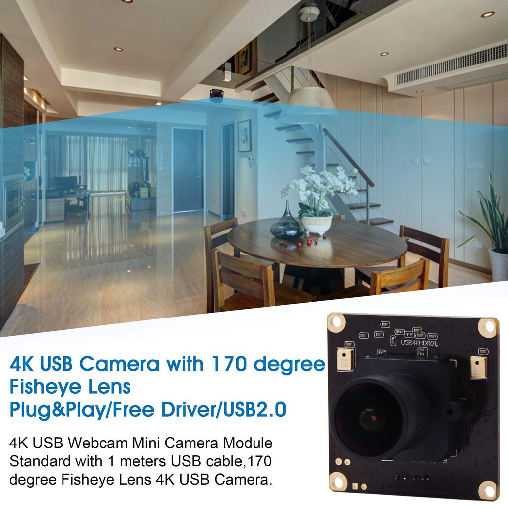 ELP 4K USB Mini Camera with Fisheye Full HD 2160P Sony IMX317 UVC Plug and Free Video Home Game Classroom Camera Compatible with and Linux Webcam,