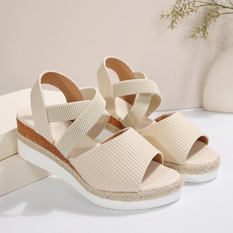 Fashion Ankle Cross Band Wedges Women's Sandals Elastic Strap Solid Non Slip Platform Sandalias Outdoor Soft Comfortable Ladies Zapatos