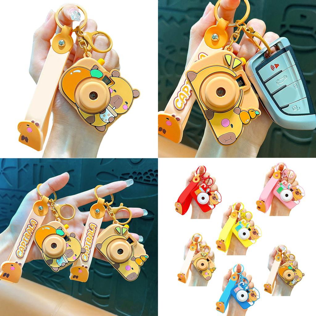 Creative Capybara Camera Keychain Feature Projection Fun Design Multiple Color Bag Hanging Decoration Accessory Gift