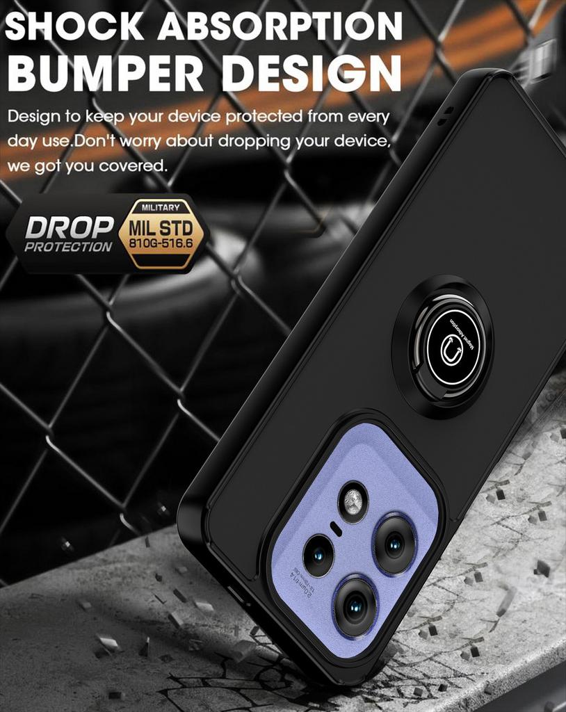 Suporte de armadura militar com suporte giratório para Moto Edge 50 Pro 40 Neo Edge 40 X40 Edge 30 Neo 30 Ultra Suporte de anel de dedo Capa de proteção total