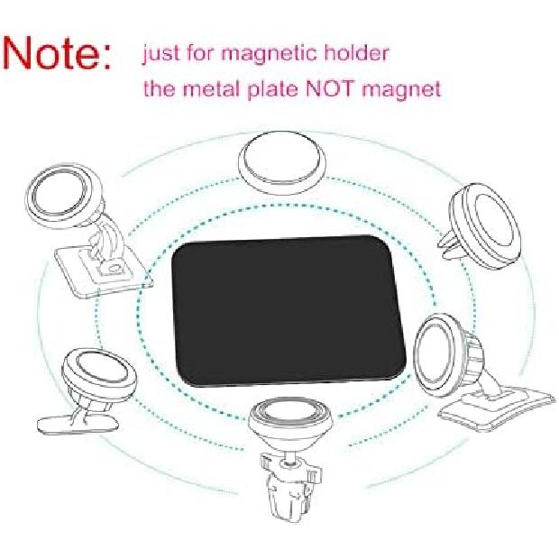 SALEX Replacement Metal Plates Set for Magnetic Car Phone Holders, Wall & Air Vent Mounts, Cases, Magnets. Kit of 4 Black Round Iron Discs Without