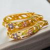 Huajie Three Colors Women's Colorful Zircon Floral Shape Hollow Design Hoop Earrings Delicate Elegant Female Ear  Tide