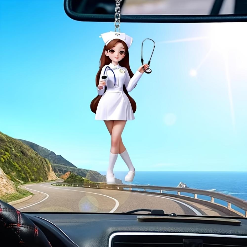 Elegant and Beautiful Acrylic Nurse Keychain - Medical Uniform Nurse Theme Keyring for Nurses Day Pendant Gift Souvenirs for Friends