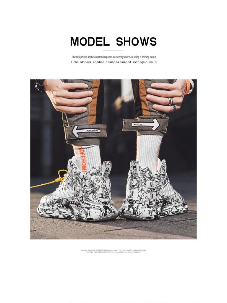 Graffiti High-Top Leichte Atmungsaktive Herren Trendige Lauf-Sneakers, Sommer 2023