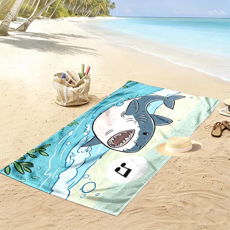 Shark 2D Flat Print Beach Towel, Large Soft Quick Dry Towel for Beach Camping SwimmingXSTJ0915478