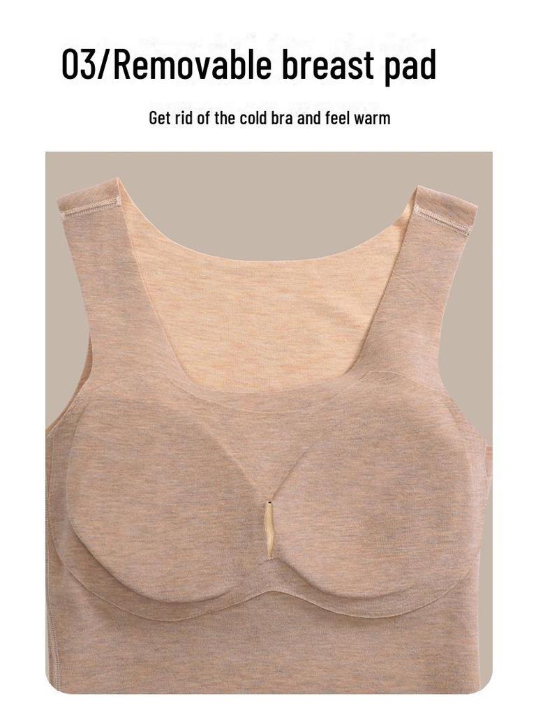 Warm Cashmere Silk Vest with Chest Pad - Women's Autumn/Winter Thermal German Velvet plus Velvet Heating Vest