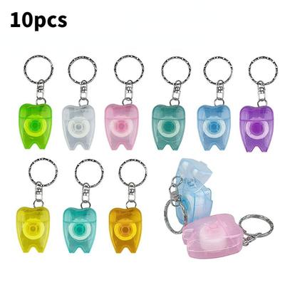 10pcs Dental Floss with Key Chain Teeth Cleaning Oral Care Tools Portable Tooth Shape Keychain Flosser Picks Toothpicks Hot.
