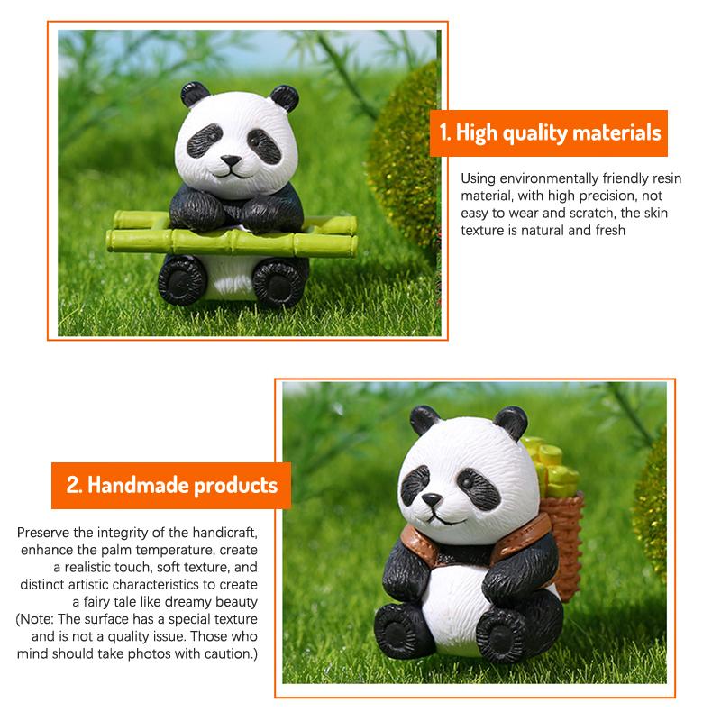 Creative Kawaii Mini Resin Panda Series Figurine Miniature Bonsai Doll House Decoration Accessories For Children Gift Toys
