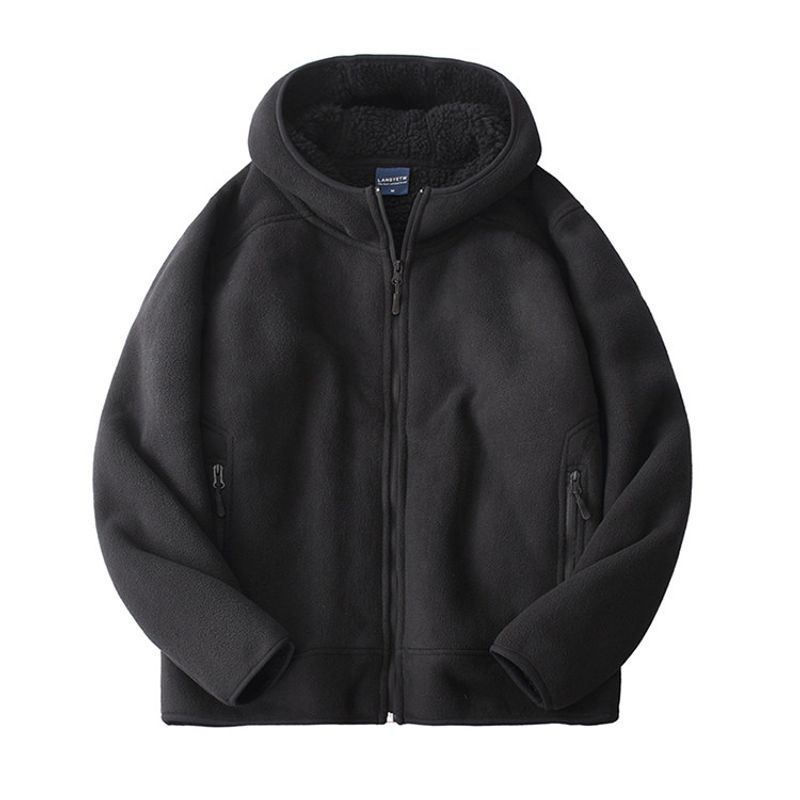 Berber Fleece Outerwear Men's Winter Fleece-lined Thickened Hooded cardigan Double-sided Polar Fleece Hoodie Foreign Trade Men's Clothing Jacket