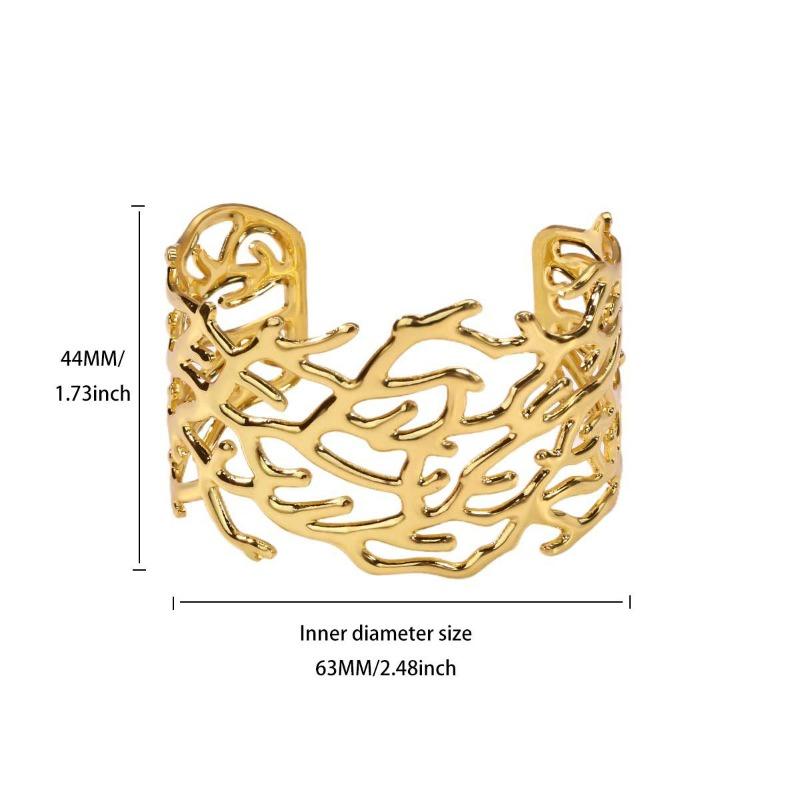 Personality Exaggerated Wide Version Feather Flower Opening Bracelet Women's Metal Wind Niche Versatile Light Luxury Jewelry