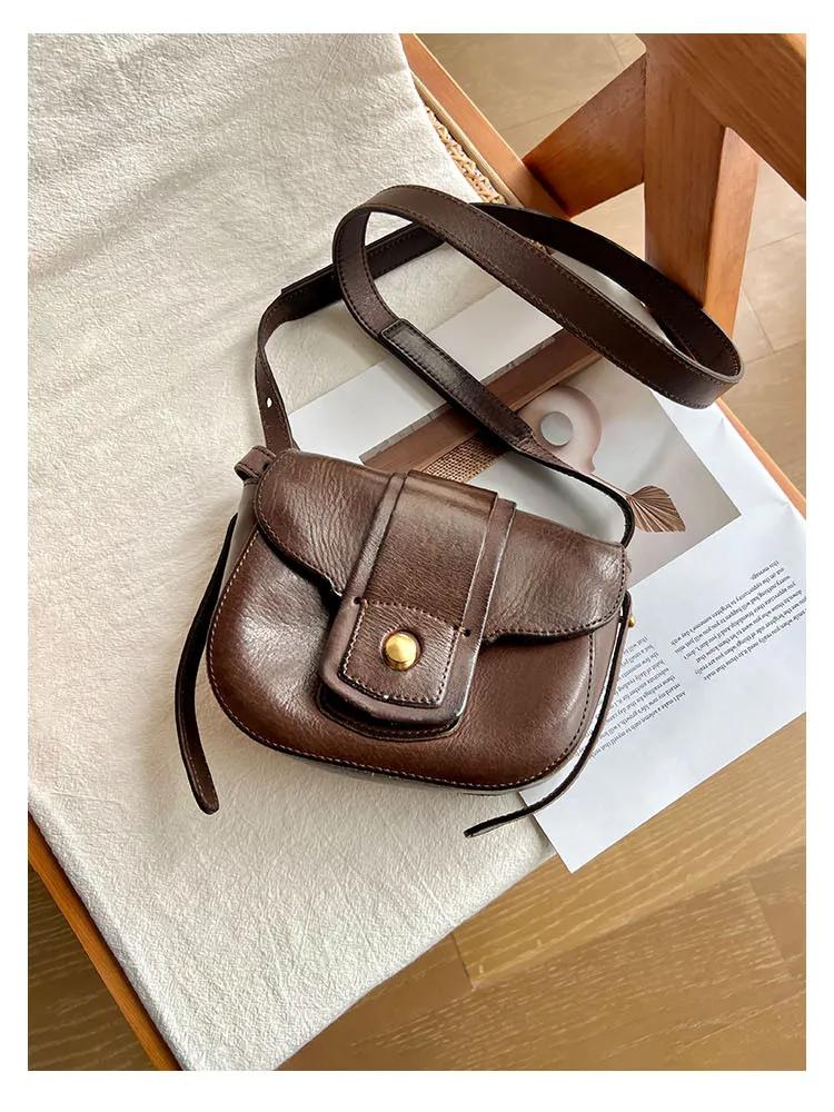 Johnature Retro Versatile Saddle Bag High End Shoulder Crossbody Bags Handmade Genuine Leather Women's Bag